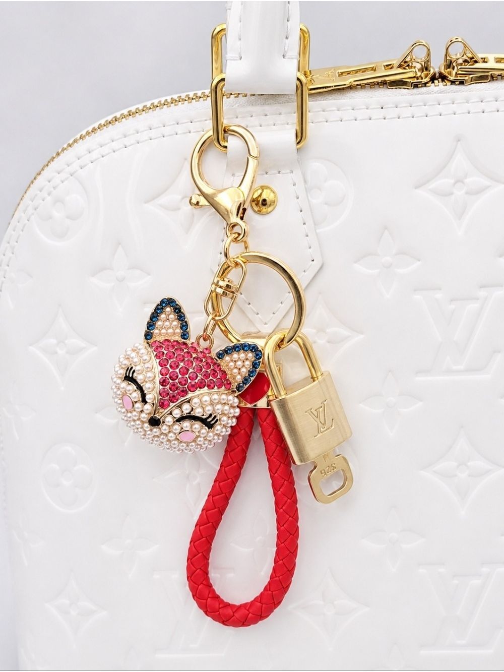 LV Gold Padlock 🔑 Authentic Louis Vuitton Charm + Unbranded Fox Head Keychain